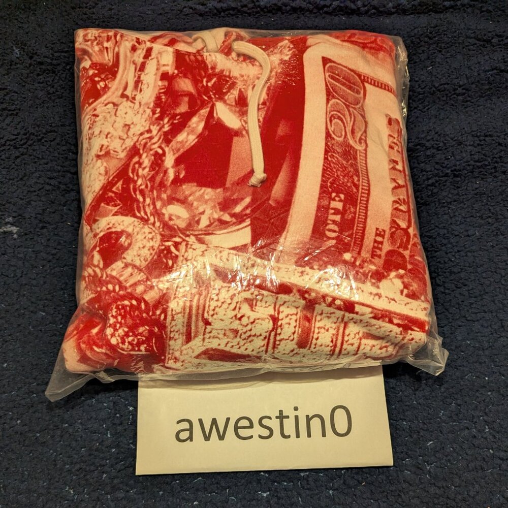 Brand New! Supreme S/S 20 Bling Hooded Sweatshirt (Red) Large - Picture 2 of 7